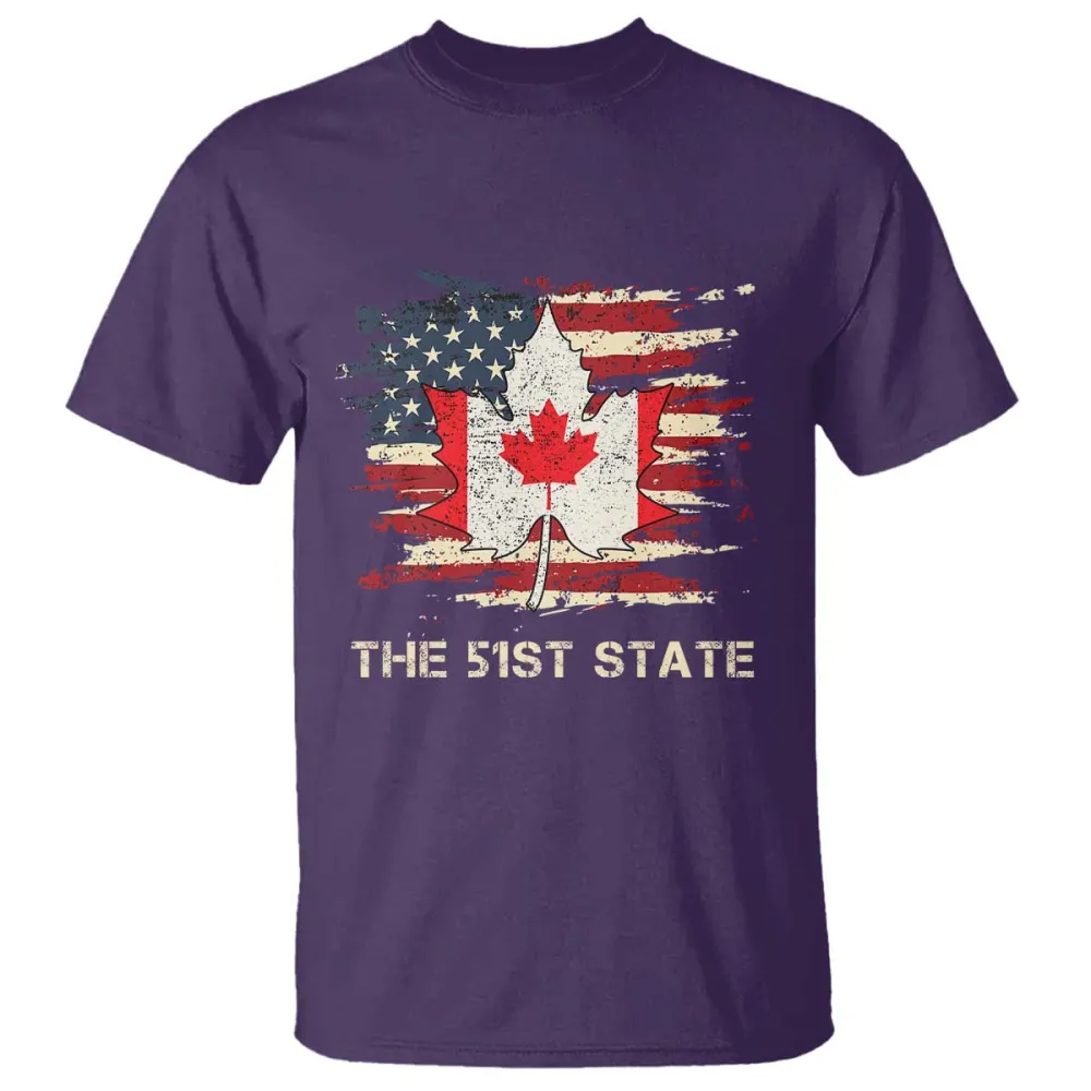 Canada The 51st State T Shirt Canadian Maple American Flag TS09