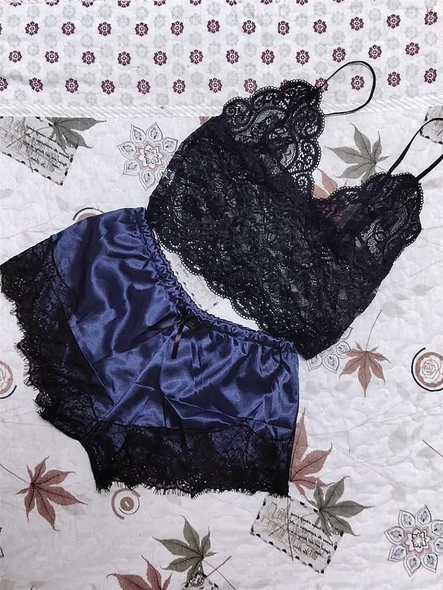 Women's Pajama Top and Pant Sets 2 Pcs Pure Color Fashion Hot Casual Home Daily Bed Satin Breathable Straps Sleeveless Strap Top Shorts Backless Summer Spring Black Pink
