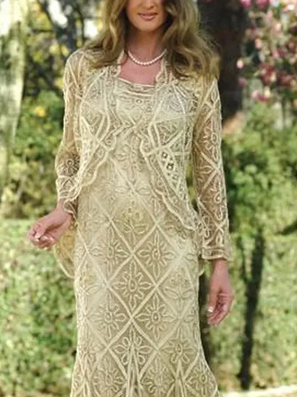 Lace Cardigan Elegant Ladies Dress Suit