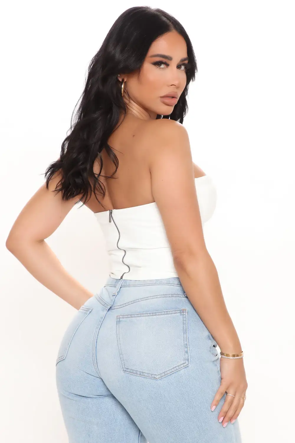 Bae For Tonight Faux Leather Corset Top - White