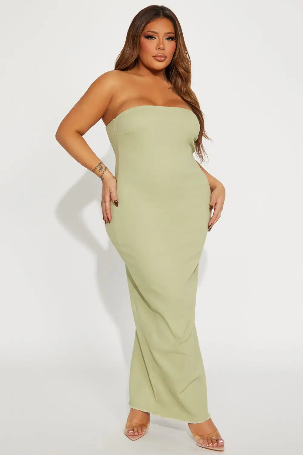 Cayleigh Denim Maxi Dress - Sage