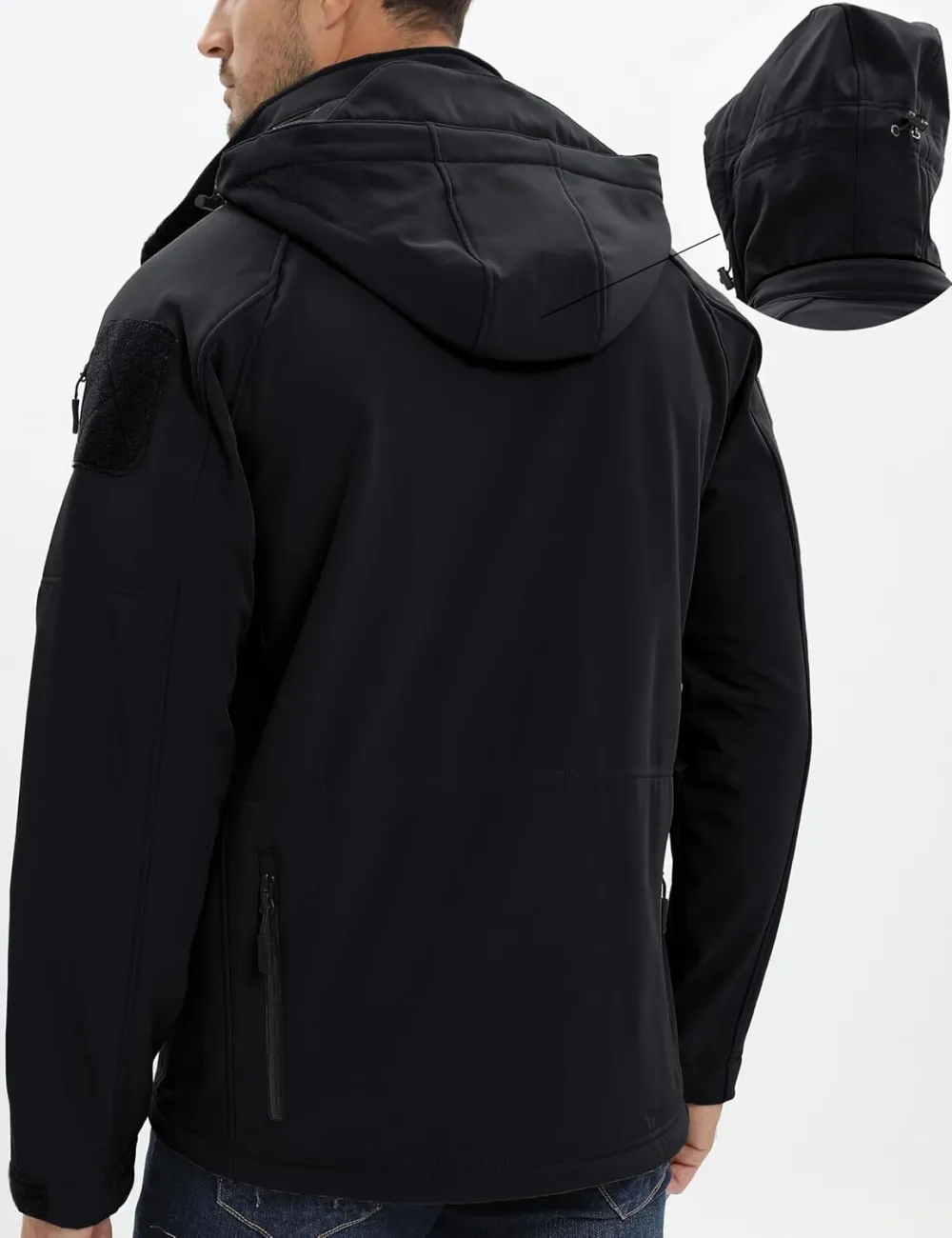 Men's Tactical Jacket 8 Pockets Water Resistant Jacket Softshell Fleece Lined Jacket Winter Coats Ski Jacket