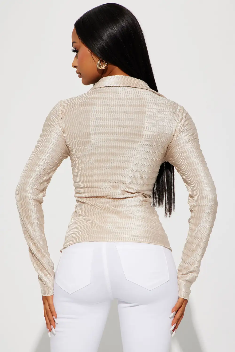 Feel My Love Plisse Shirt - Taupe