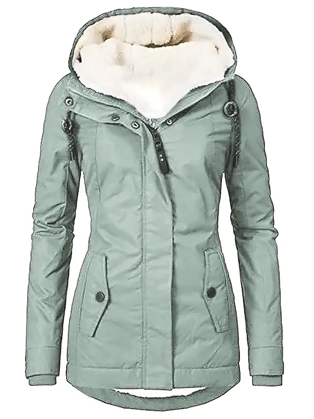 Women's Parka Street Fall Winter Puffer Jacket Long Coat Windproof Warm 3 in 1 Loose Casual Sports Jacket Long Sleeve Solid Color Zipper Purple Blushing Pink Waterpoof Daily Wear Down Parkas  Lined