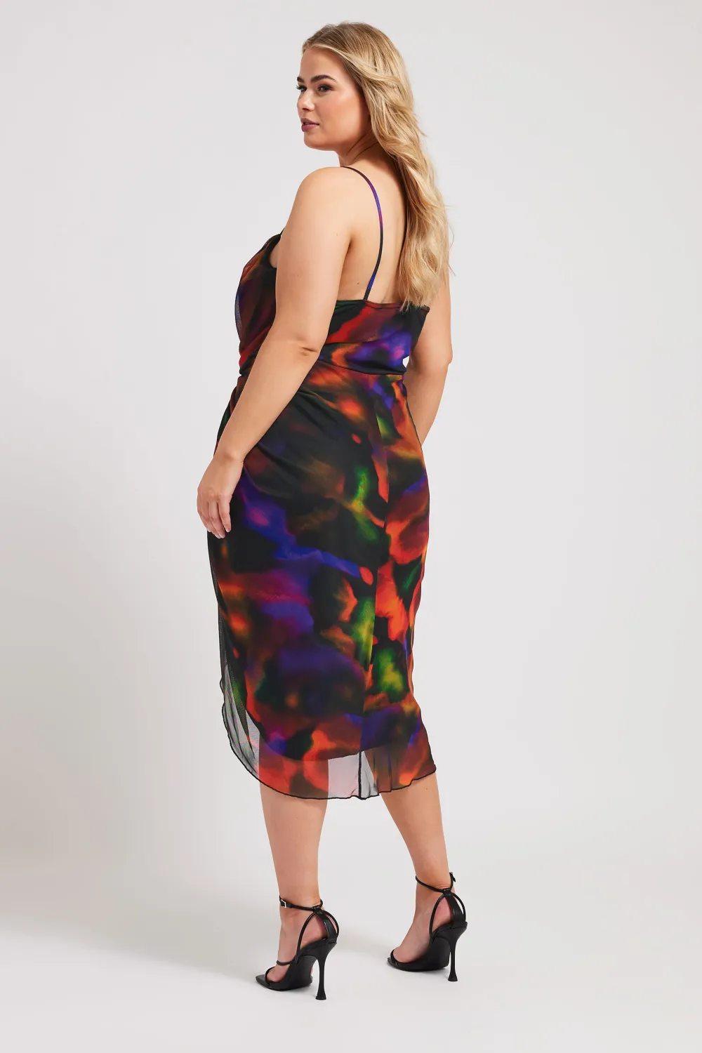 YOURS LONDON Curve Black Abstract Print Gathered Dress