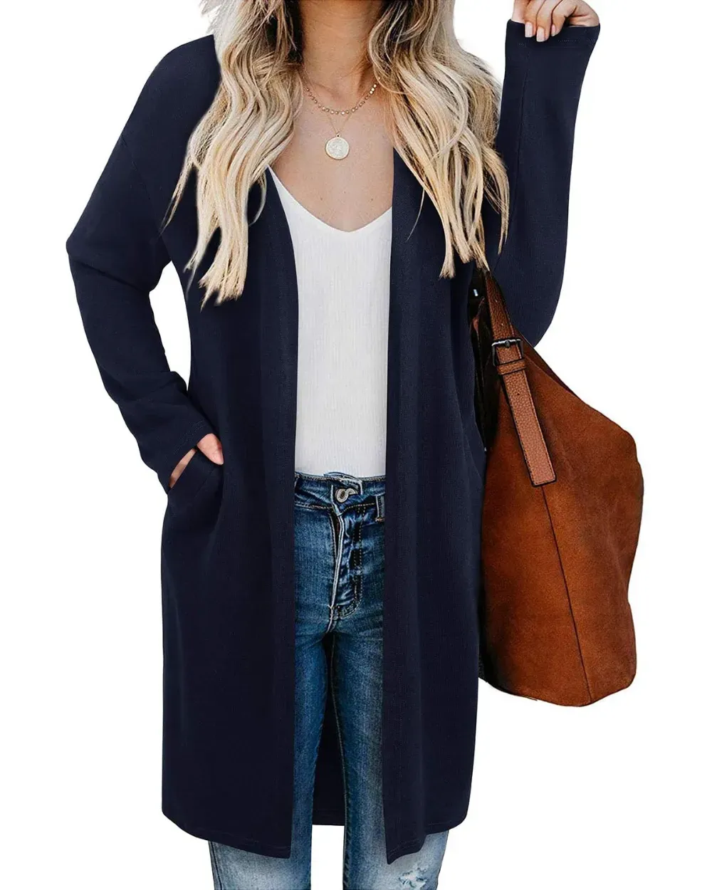 Women's Long Sleeve Lightweight Cardigan with Pockets Jacket