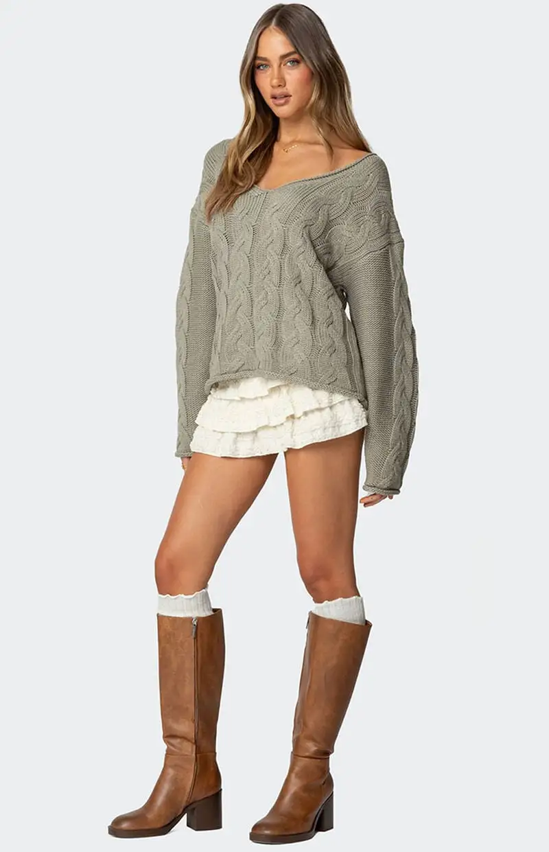 Edikted Inga Oversized Cable Knit Sweater