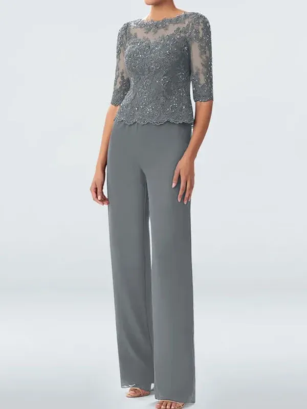 Lace sequin temperament wedding ladies chiffon sets