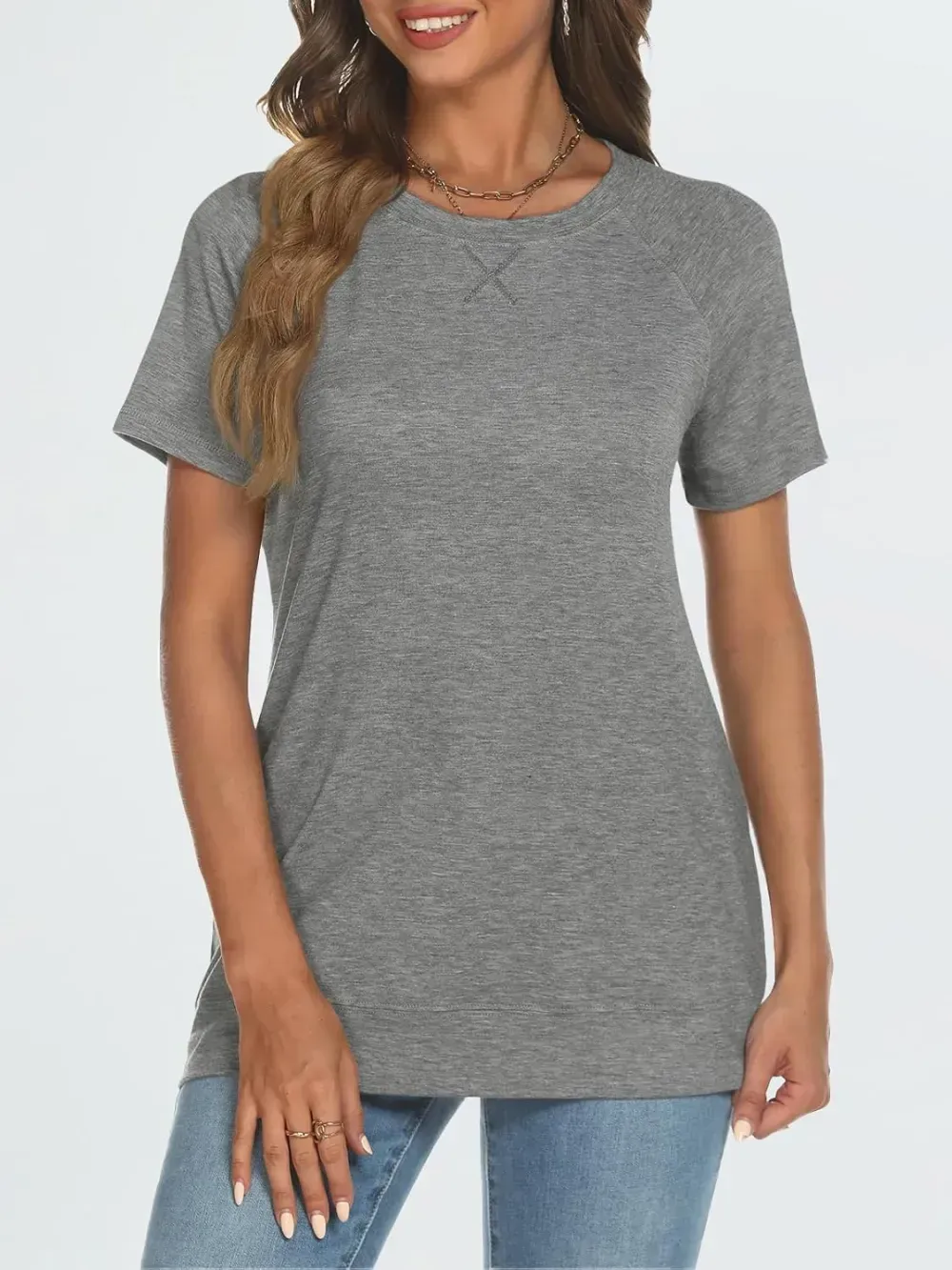 AUTOMET T Shirts Short Sleeve Crewneck Tees for Women Trendy Lightweight Soft Casual Summer Tops Clothes 2024