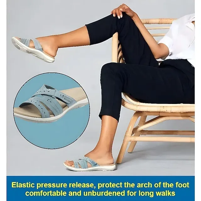 Women's Sandals Slippers Boho Bohemia Beach Flat Sandals Outdoor Slippers Daily Beach Summer Wedge Heel Classic Casual PU Solid Color Black White Pink