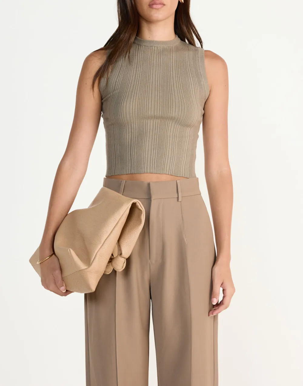 Textured High-Neck Sleeveless Vest