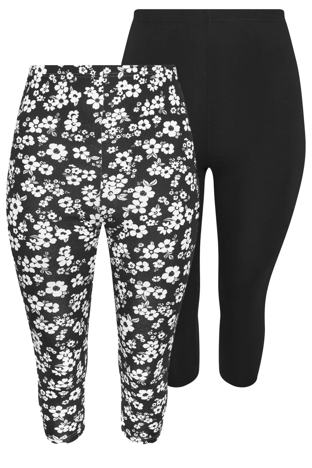 YOURS Curve 2 PACK Black Aztec Print Cropped Leggings