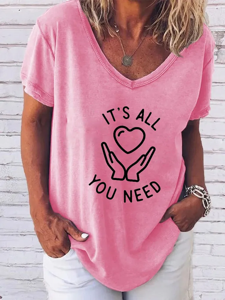 Women'S Pride Month It' All You Need V-Neck Short-Sleeved T-Shirt