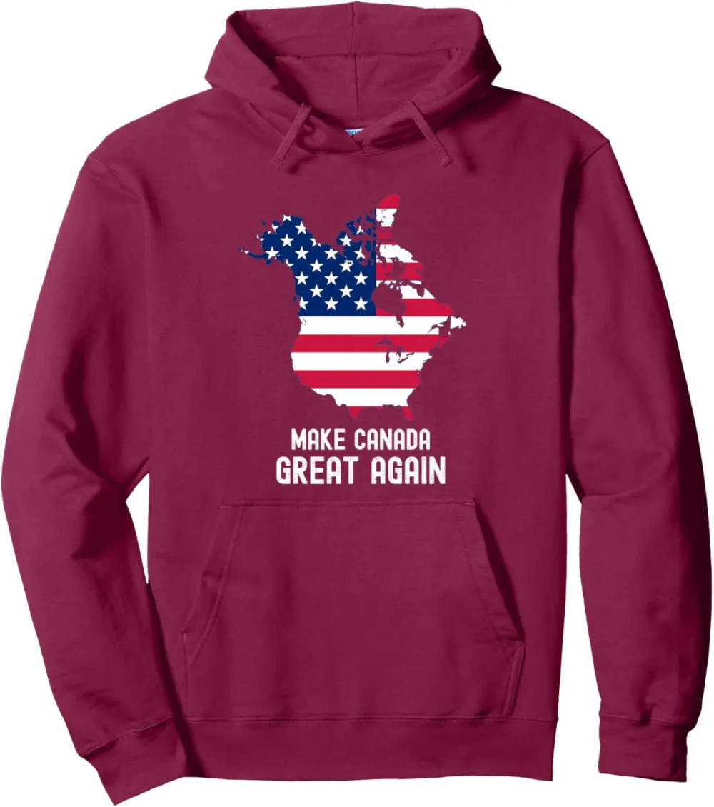 Trump Make Canada Great Again USA 51st State American Flag Pullover Hoodie