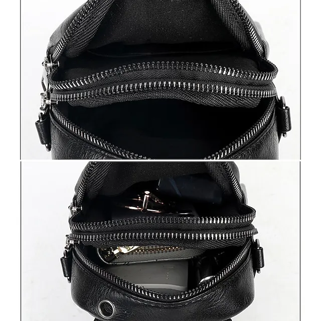 Women's Crossbody Bag Shoulder Bag Mobile Phone Bag PU Leather Shopping Daily Buckle Zipper Large Capacity Waterproof Lightweight Solid Color Black Red Brown