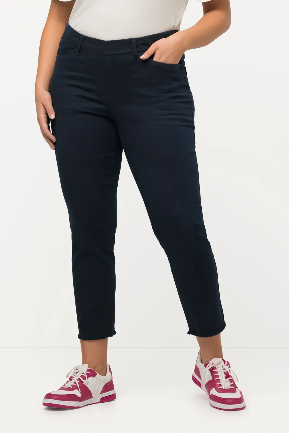 7/8-Hose Sienna, Fransensaum, schmales Bein