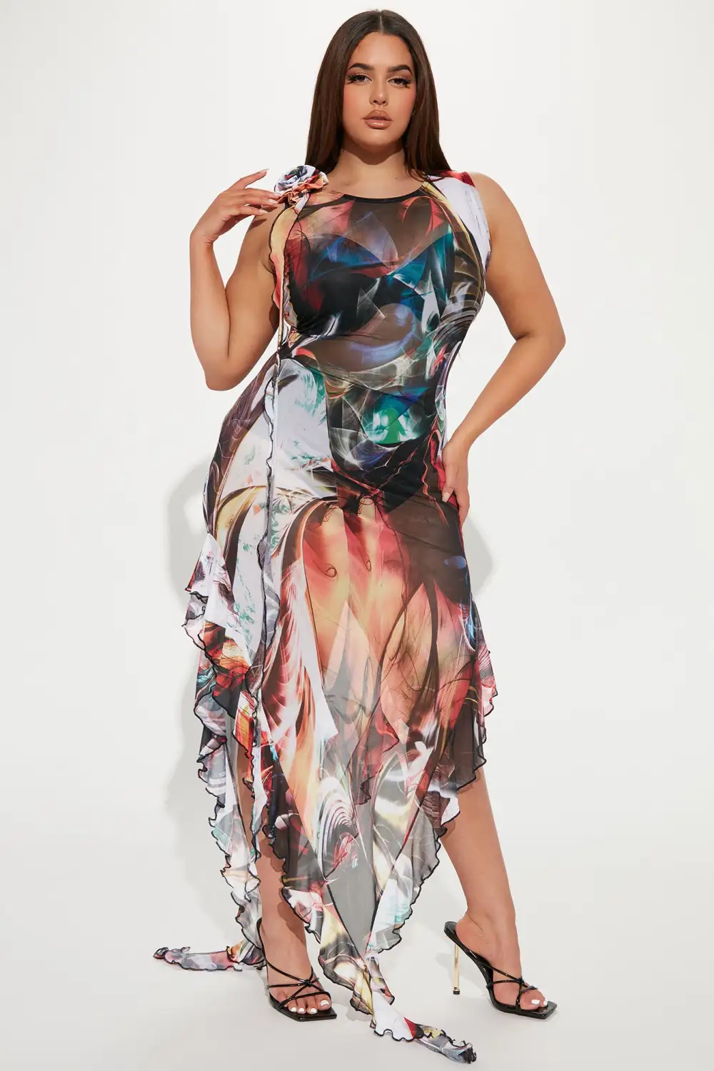 Paris Show Mesh Maxi Dress - Multi Color