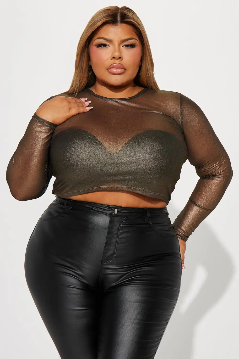 Sneak Peak Metallic Mesh Top - Black/Gold