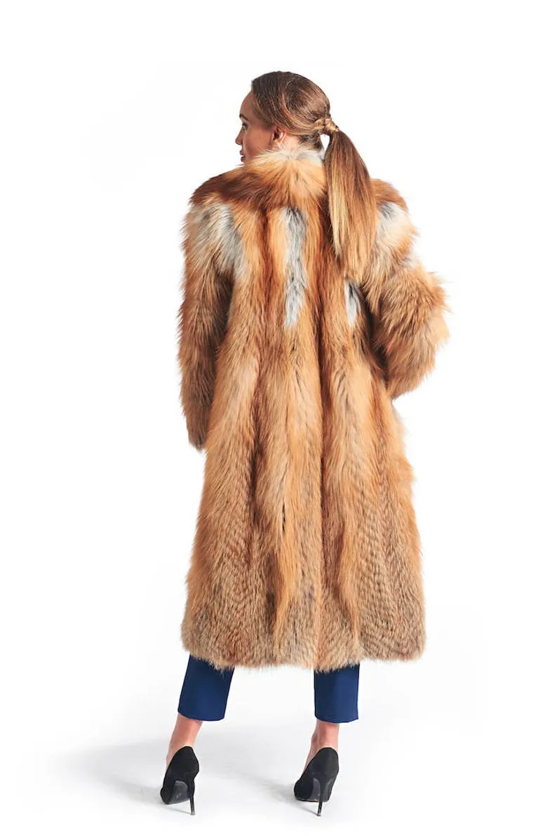 Full Length Red Fox Fur Coat Shawl Collar