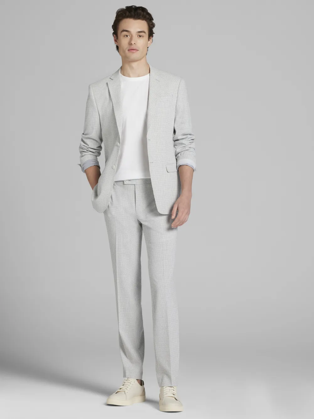 Egara Skinny Fit Gingham Seersucker Suit Jacket