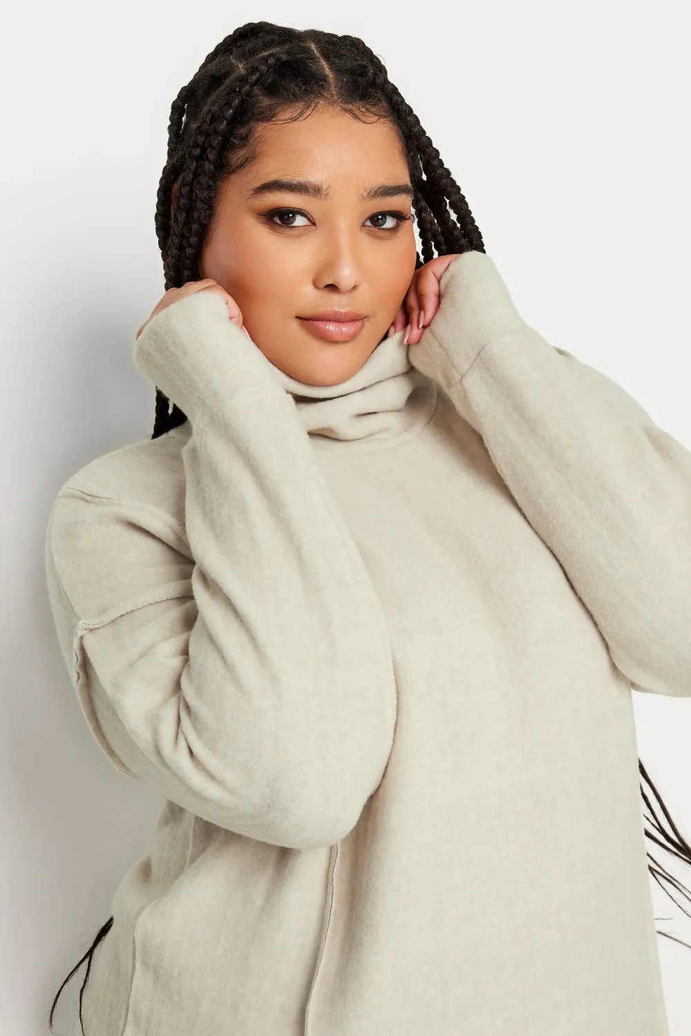 YOURS LUXURY Curve Cream Soft Touch Turtle Neck Jumper