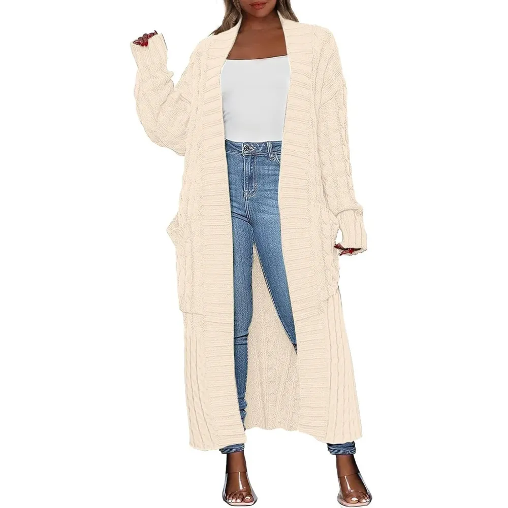 🔥Women's Long Cardigan 2025 Oversized Coat Long Sleeve Open Cardigan Knitted Extra