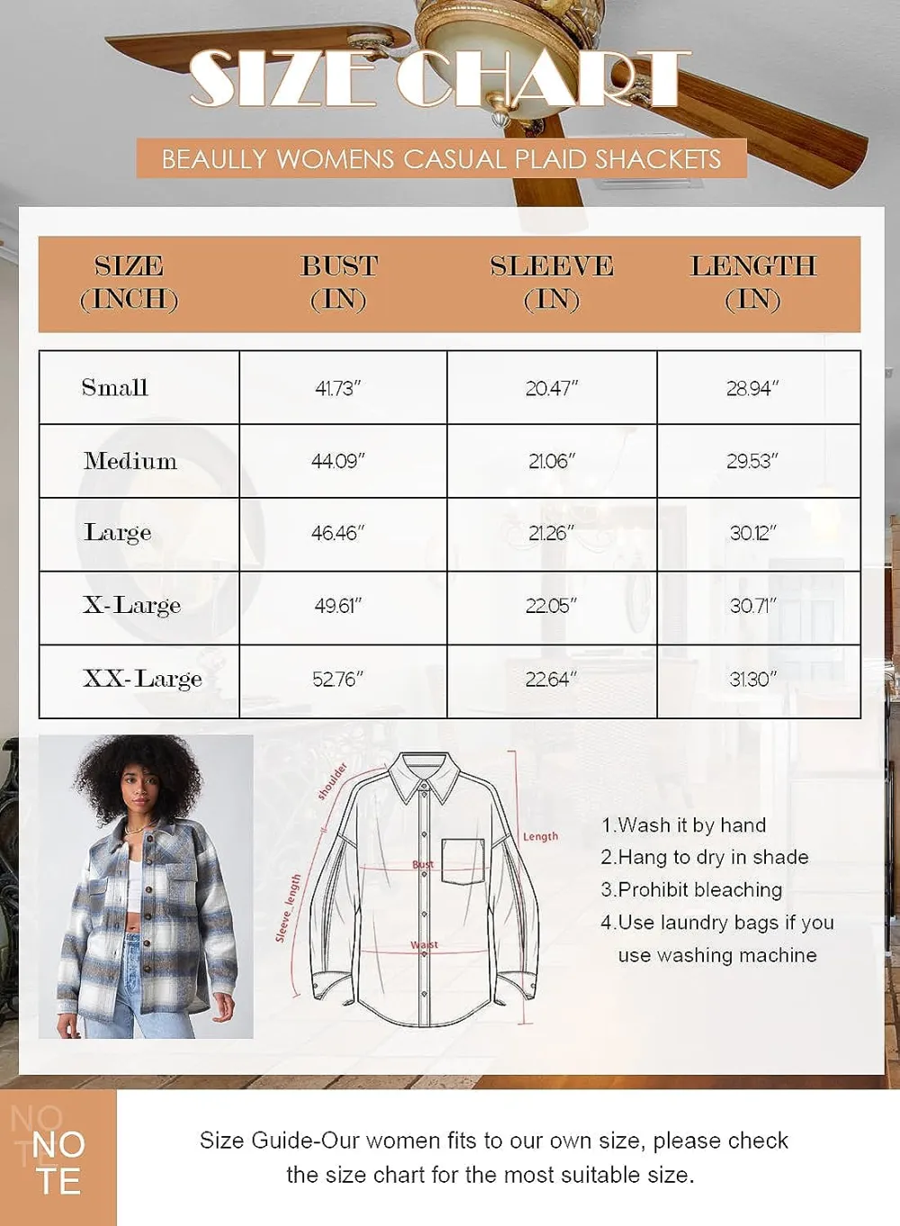 Women's Flannel Plaid Shacket Long Sleeve Button Down Chest Pocketed Shirts Jacket Coats