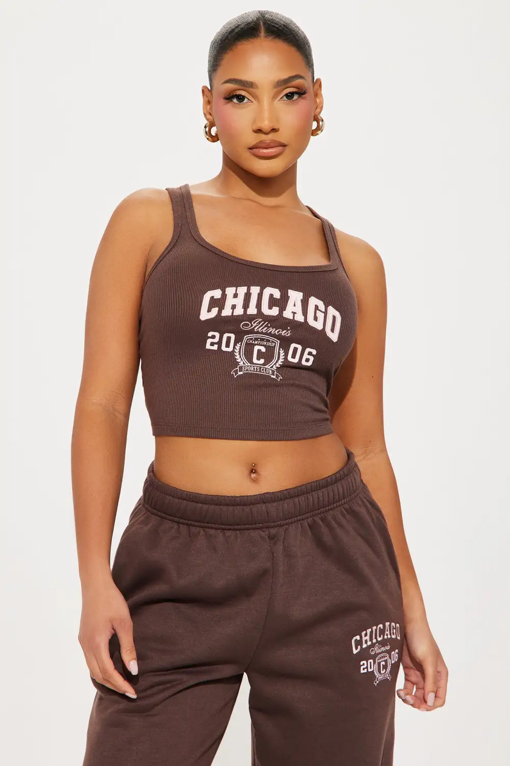 Chi Town Fleece Pant Set - Brown/combo
