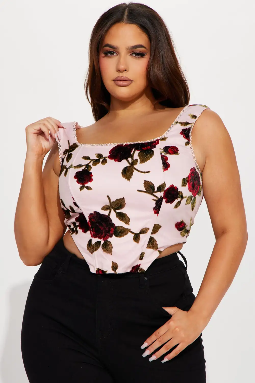 Gaia Floral Corset Top - Pink/combo