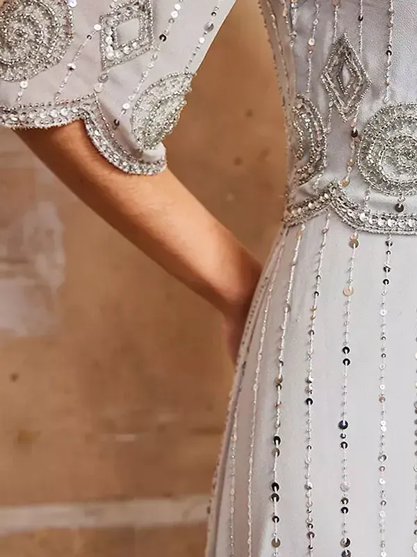 beaded temperament chiffon sequin ladies dress