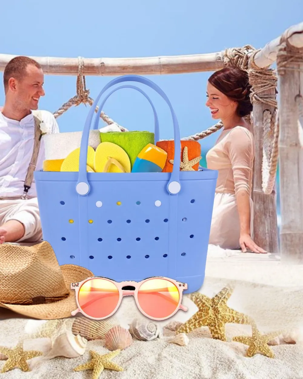 Lightweight Rubber Beach Bag X-Large Waterproof Washable Tote Bag