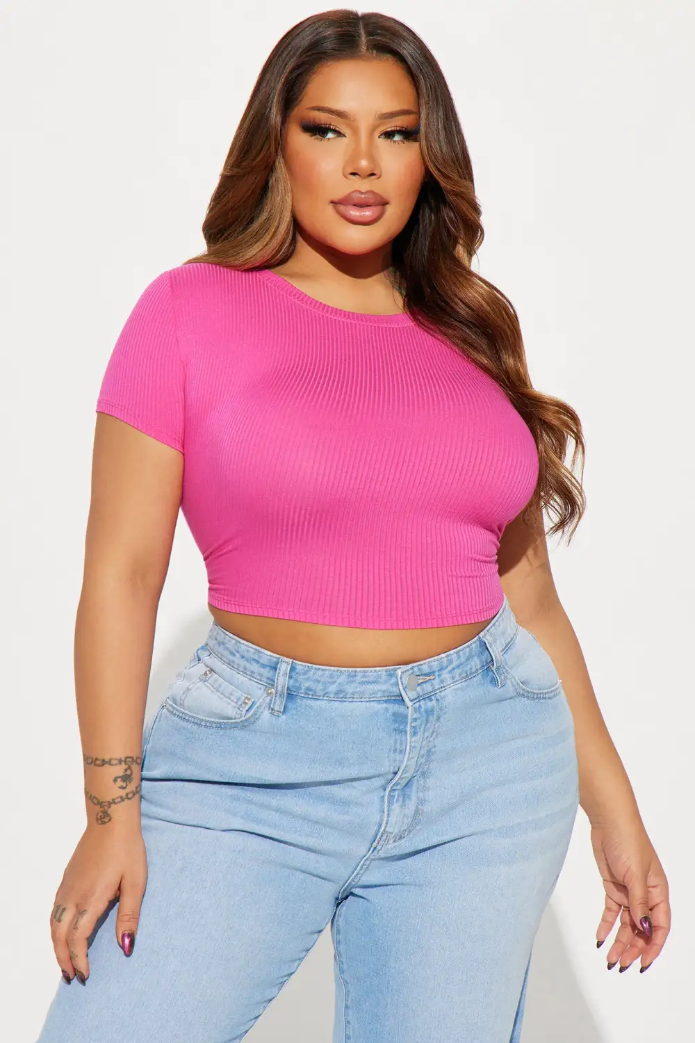 Serai Crew Neck Top - Fuchsia