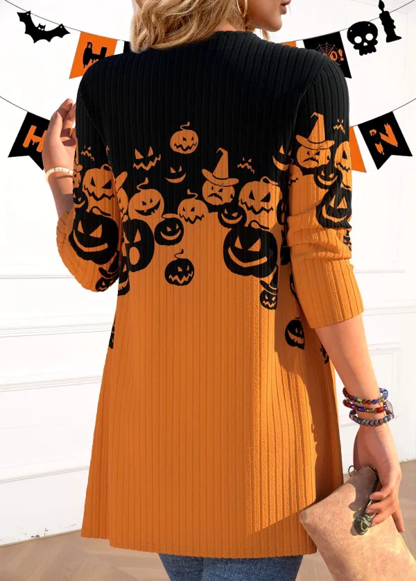 Terracotta Long Sleeve Halloween Light Cardigan