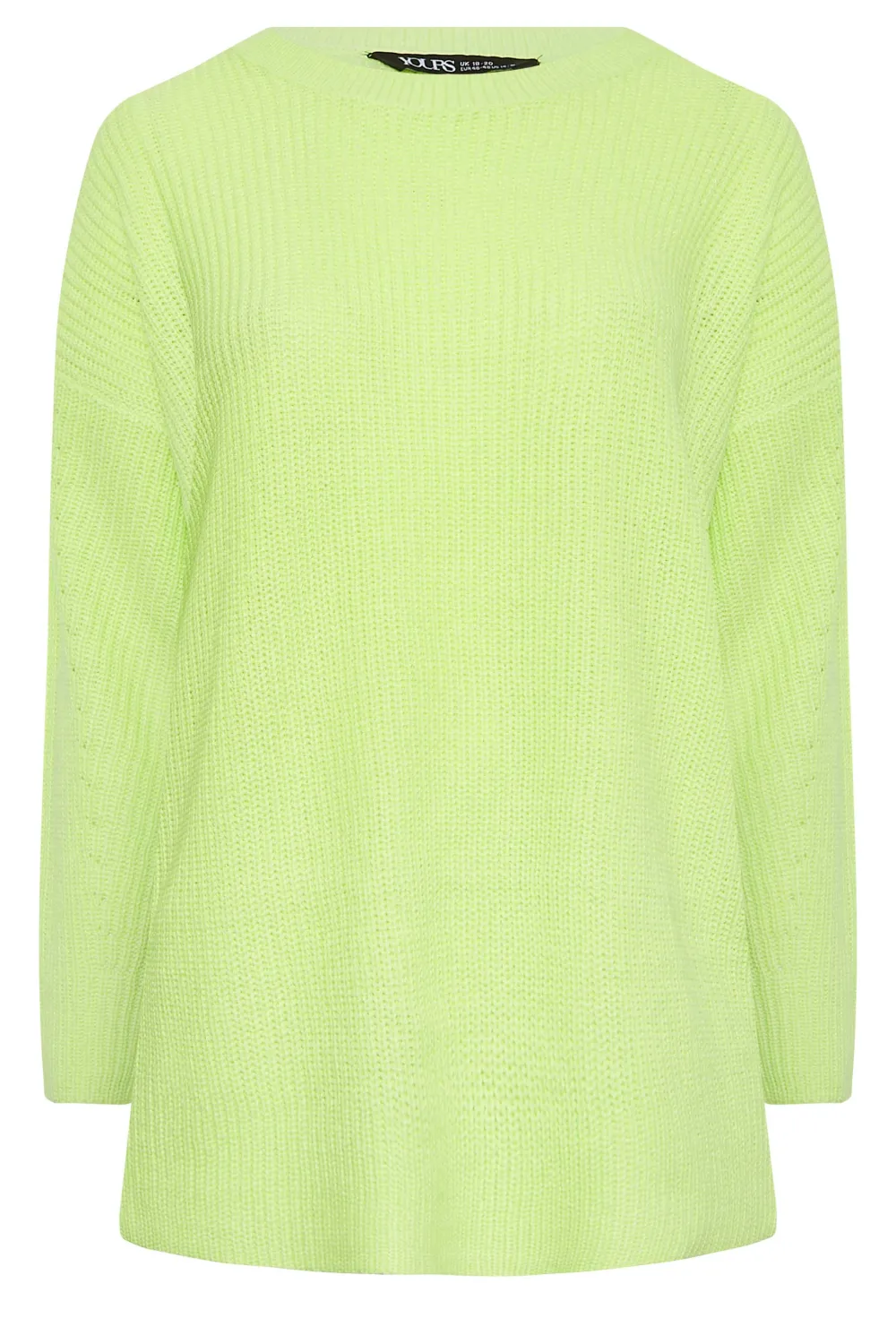 YOURS Curve Lime Green Ribbed Knit Jumper