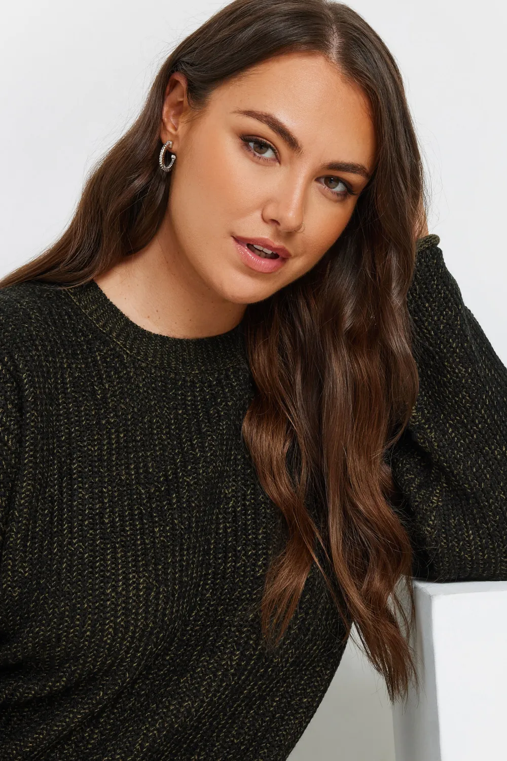 YOURS Curve Grey Drop Shoulder Knitted Jumper