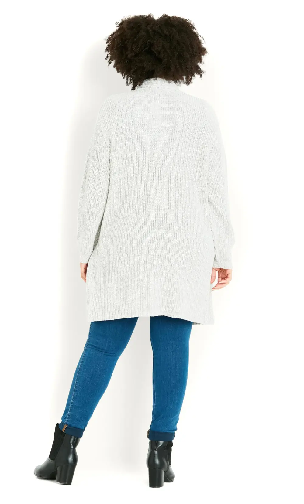 Evans Grey Shawl Collar Cardigan