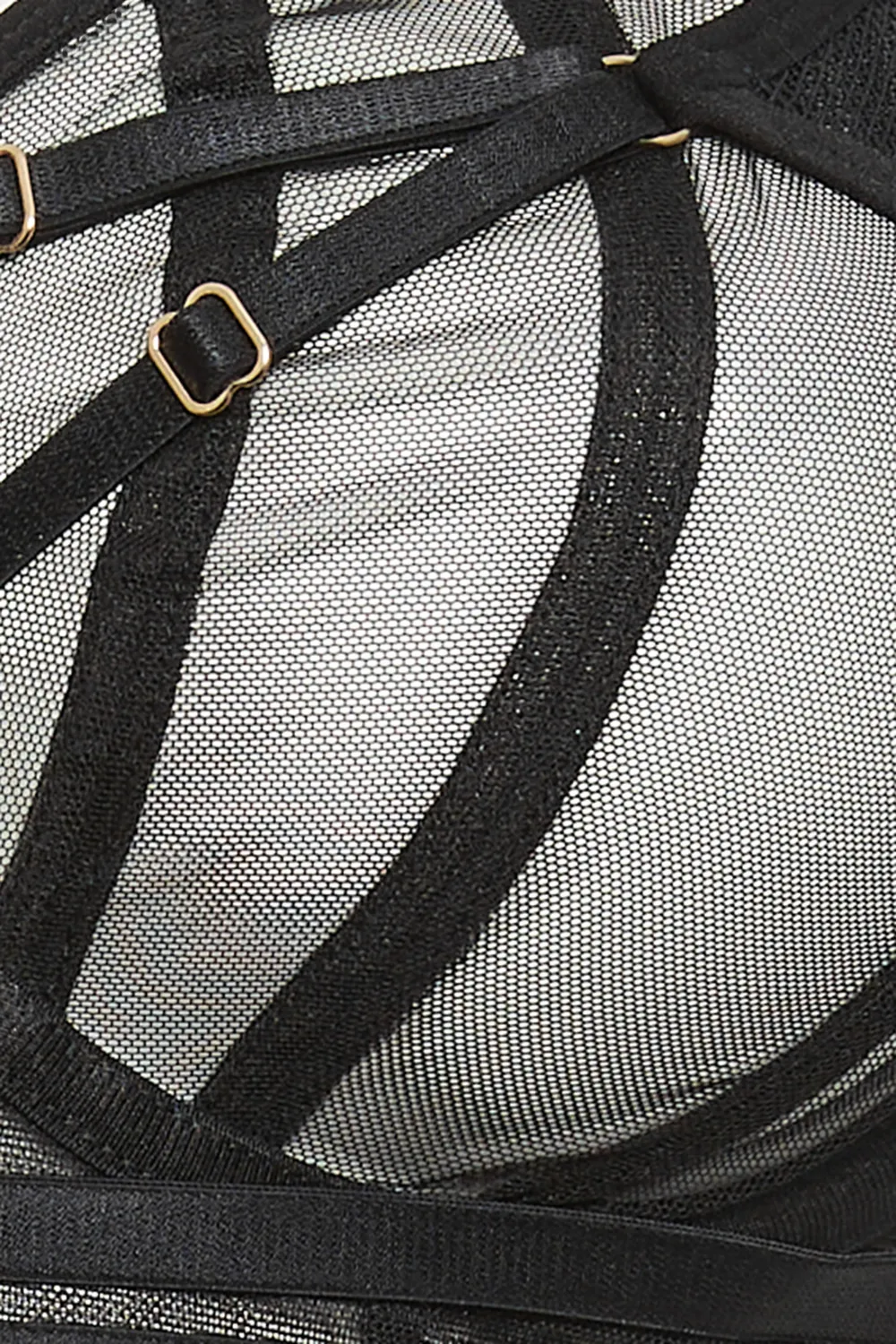 PLAYFUL PROMISES Eddie Black Mesh Crossover Balcony Bra