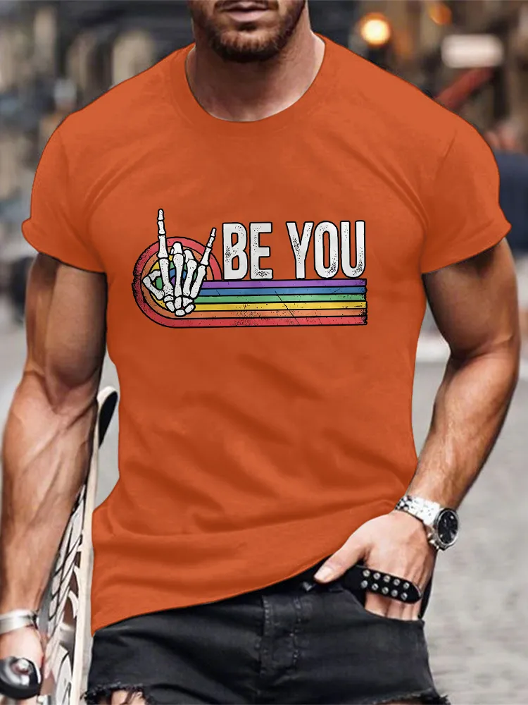 Men'S Round-Neck Short-Sleeved T-Shirt With Be You Prints