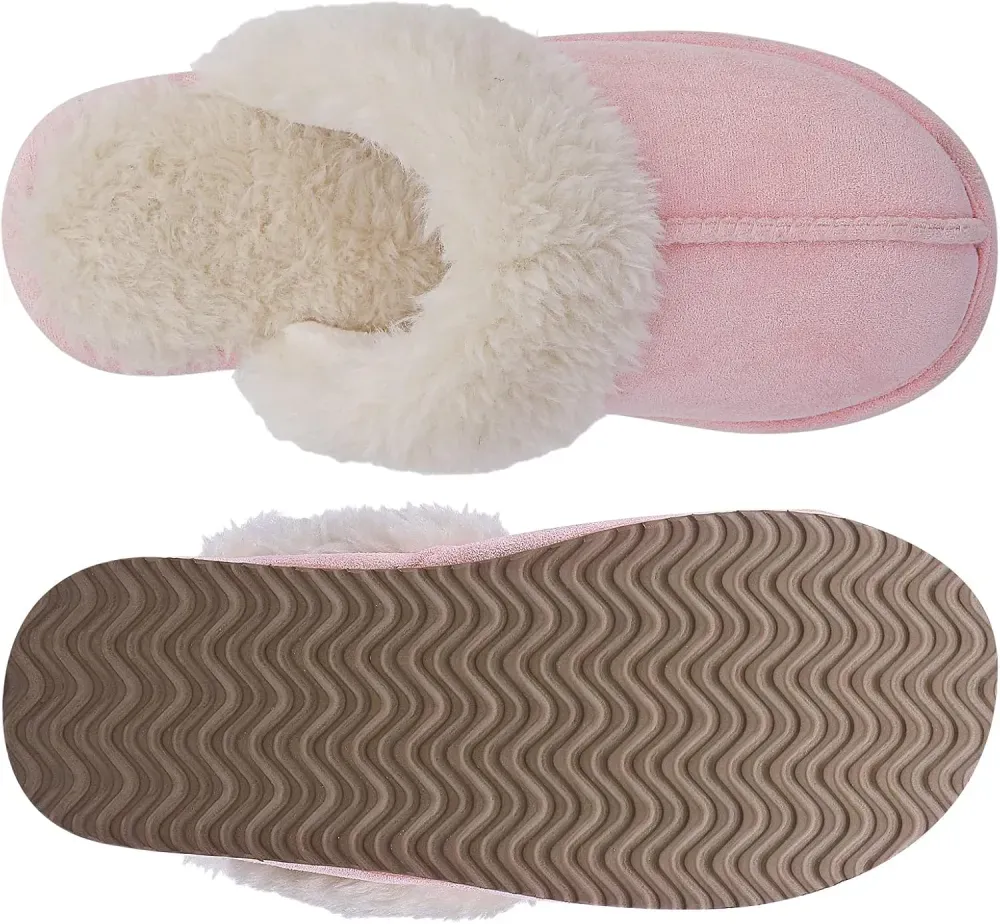 Women's Fuzzy Memory Foam Slippers Fluffy Winter House Shoes Indoor and Outdoor