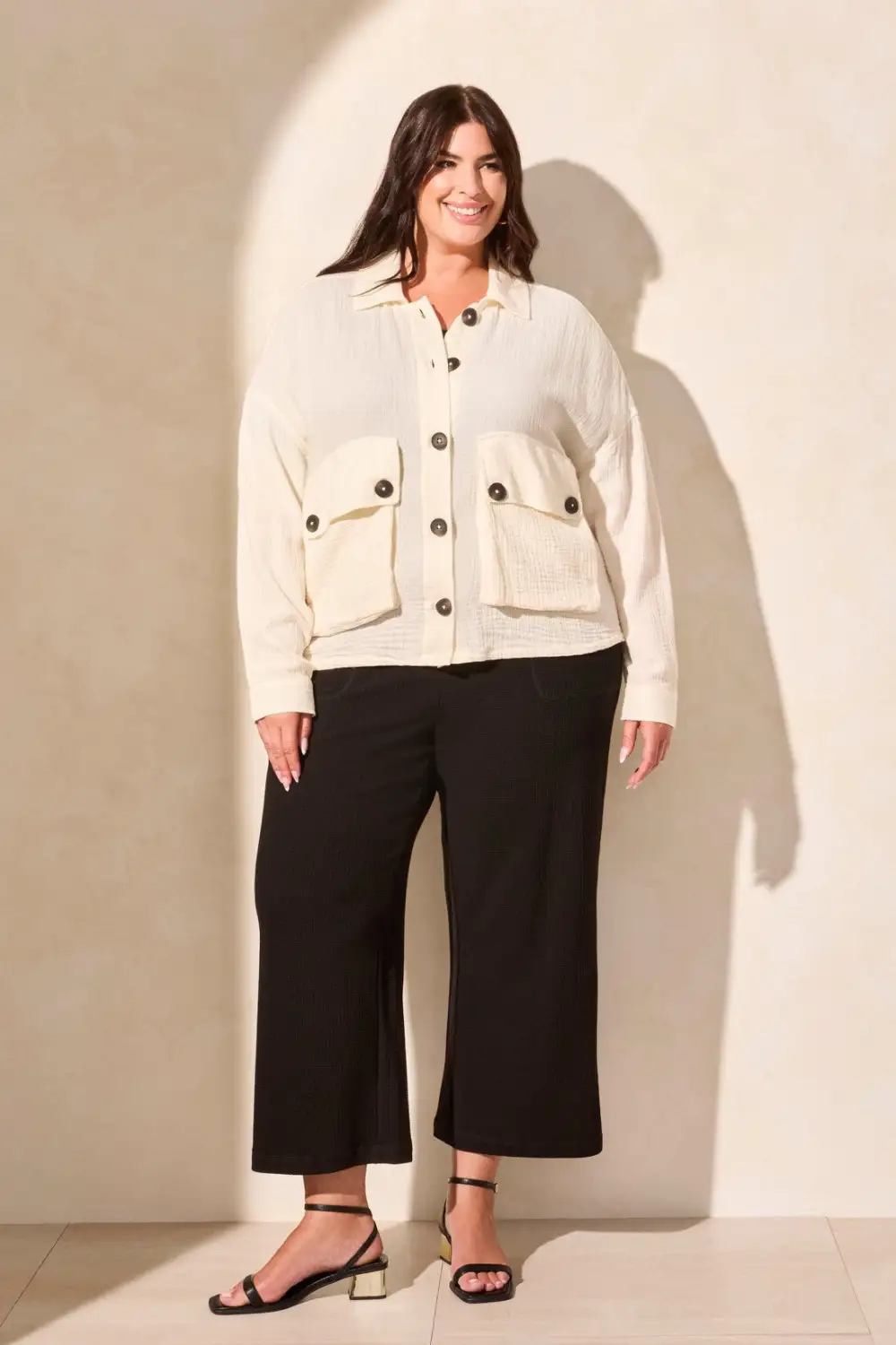 Cotton Gauze Button-Up Jacket-Cocomilk