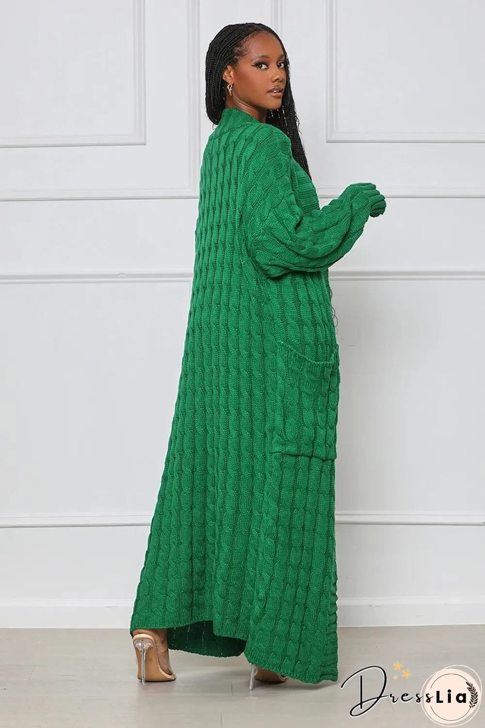 Winter Crochet Loose Long Twist Sweater Cardigan