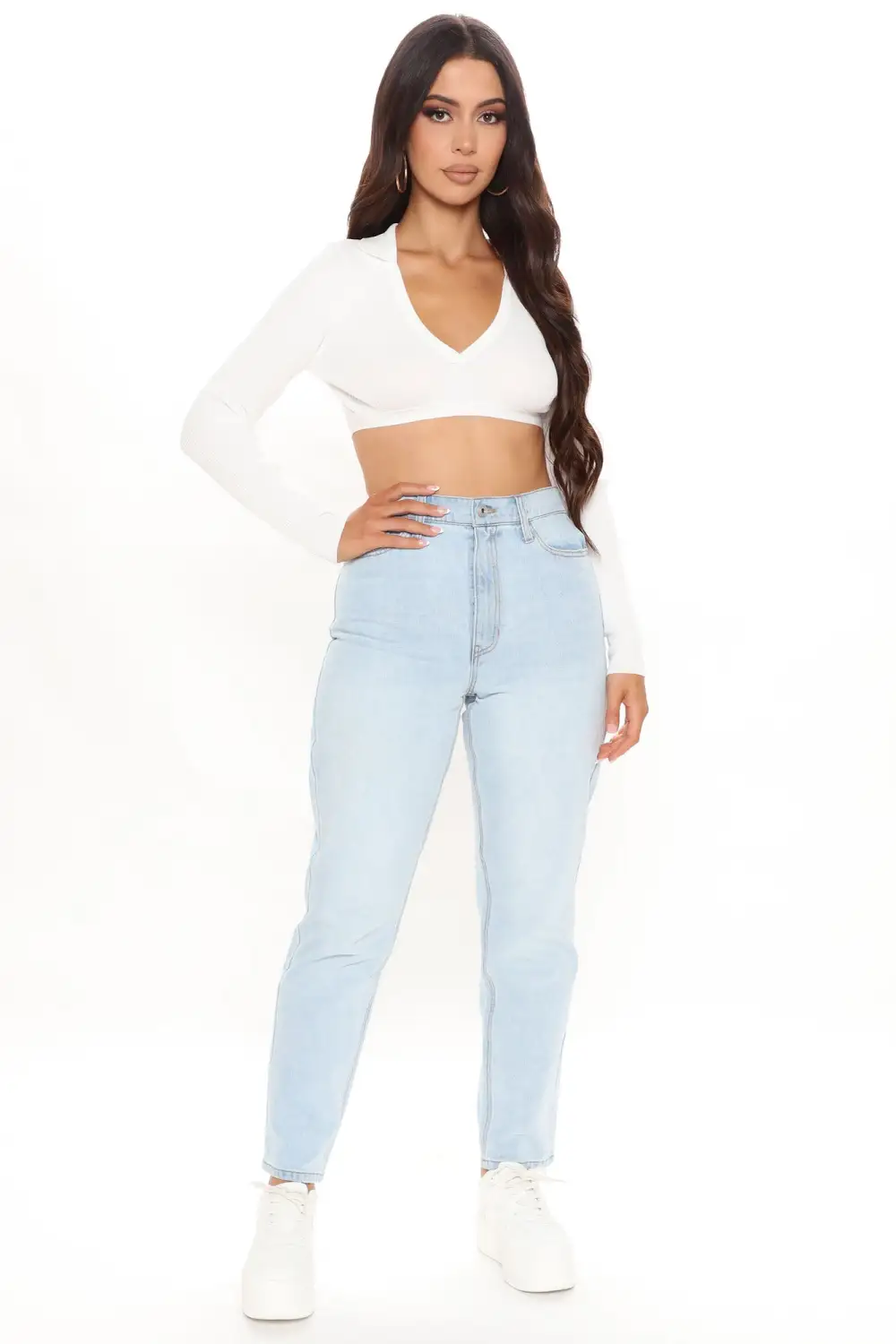 Take A Look Cropped Sweater Top - White