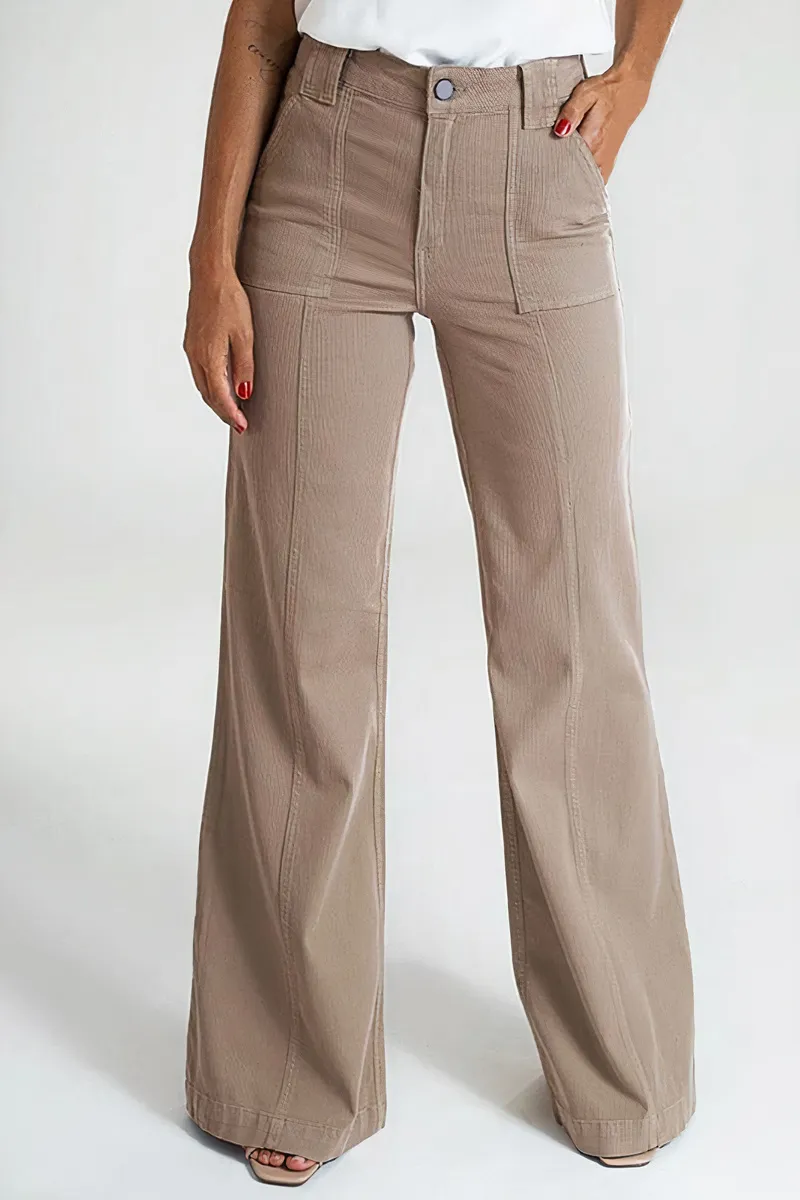 Solid Seam Front Slant Pocket Pants