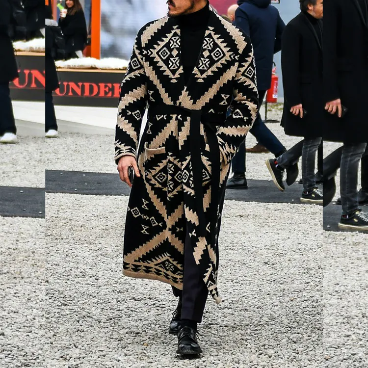 Mens ethnic print print coat