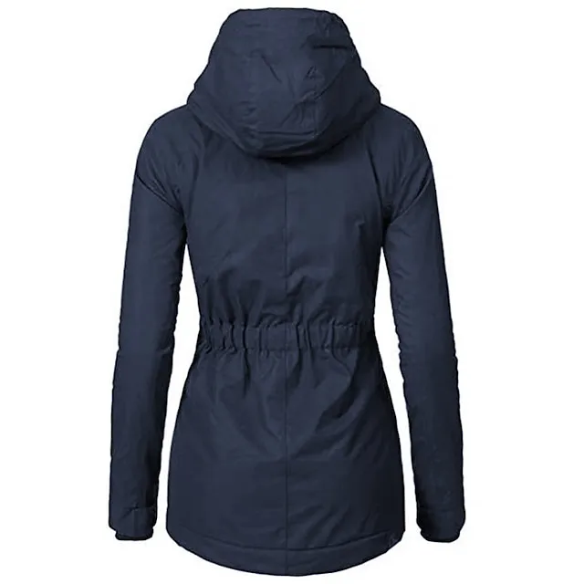Women's Parka Street Fall Winter Puffer Jacket Long Coat Windproof Warm 3 in 1 Loose Casual Sports Jacket Long Sleeve Solid Color Zipper Purple Blushing Pink Waterpoof Daily Wear Down Parkas  Lined