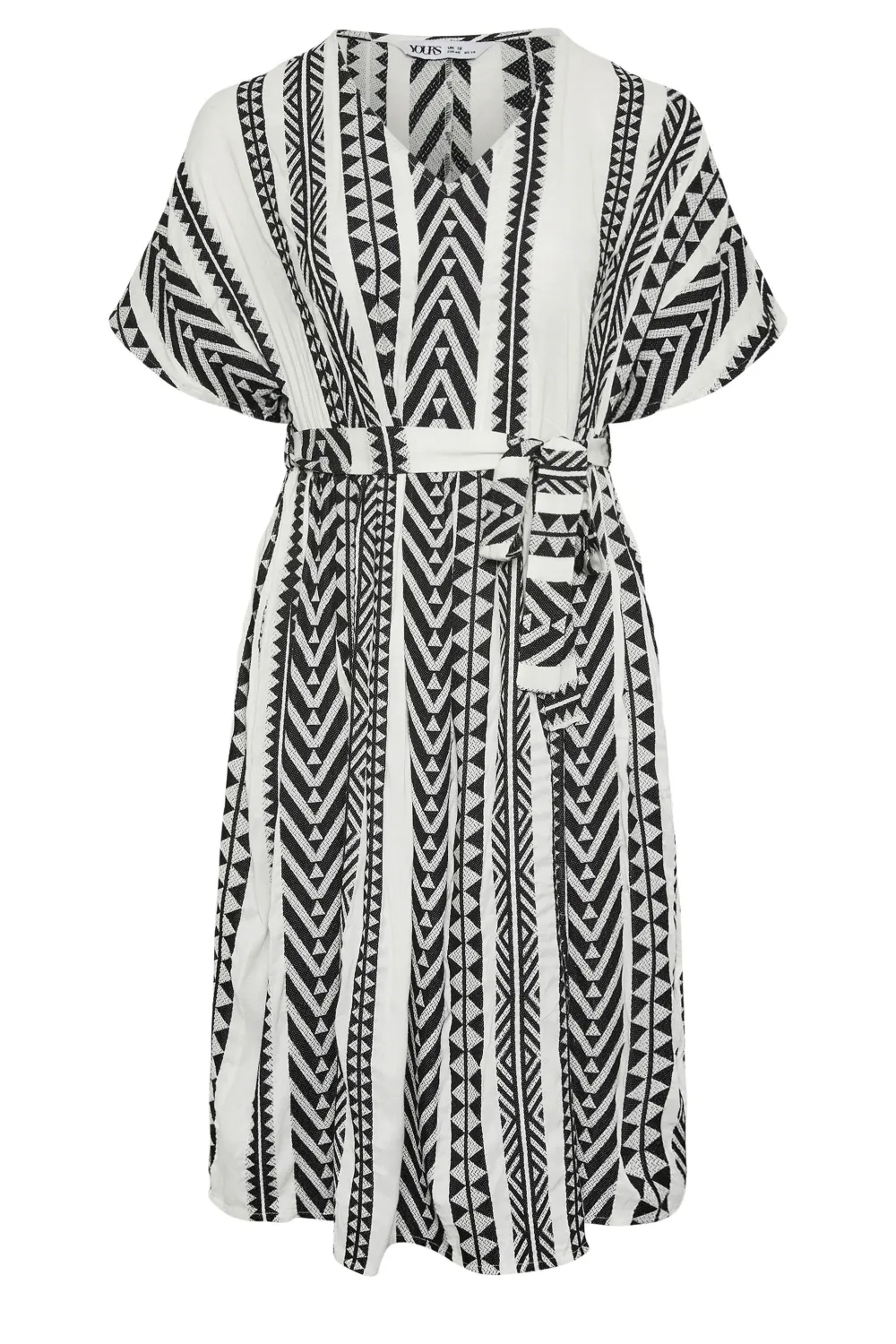 YOURS Curve Black & White Aztec Print Embroidered Maxi Dress
