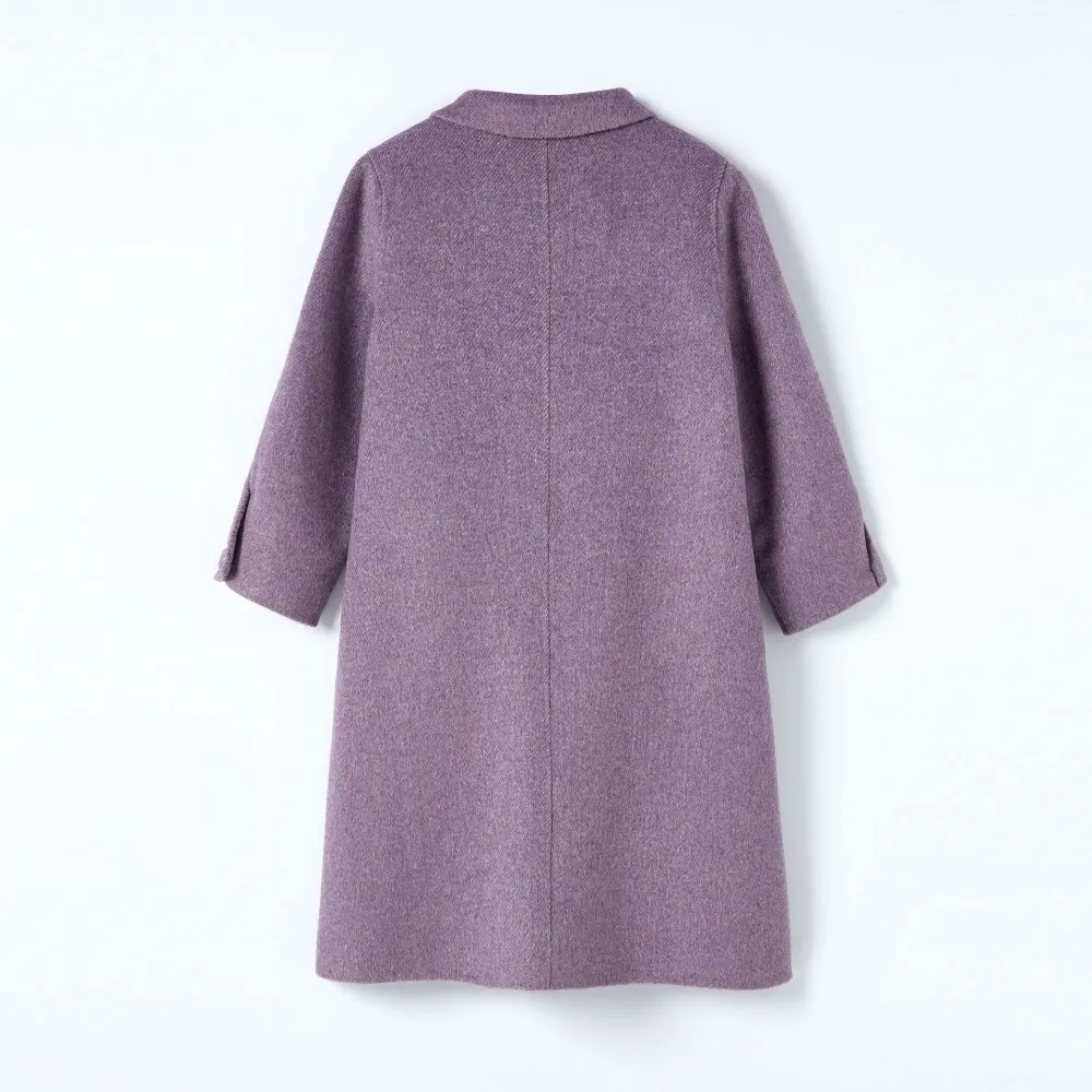 Stand Collar Solid Mid-Length Trench Coat