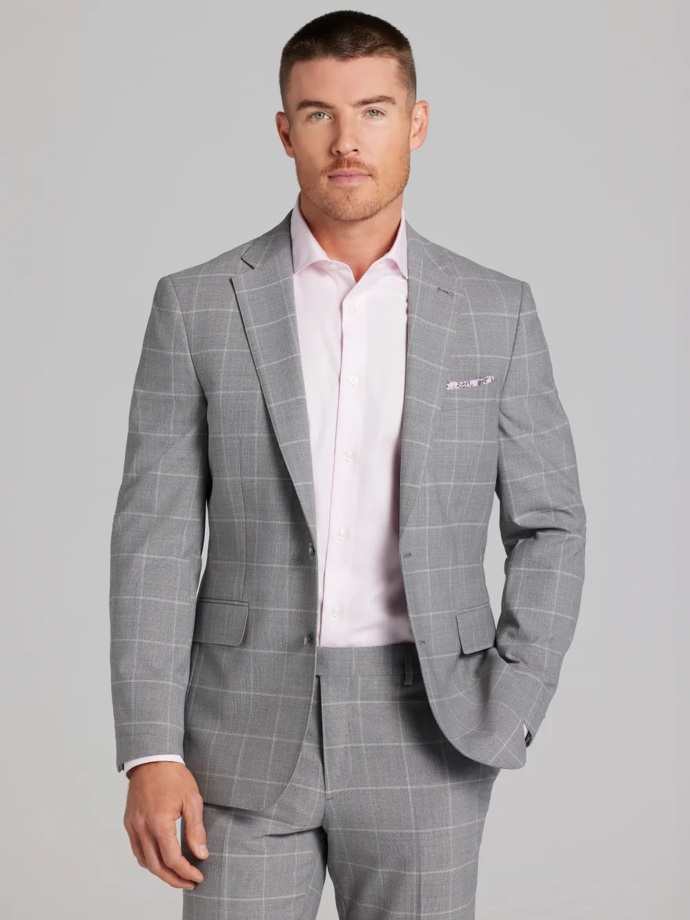 JOE Joseph Abboud Slim Fit Windowpane Plaid Suit Jacket