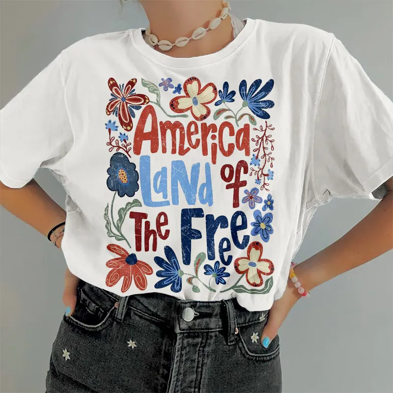 America Land Of The Free Graphic Comfy T Shirt