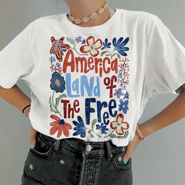 America Land Of The Free Graphic Comfy T Shirt